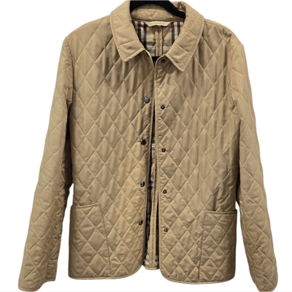 Burberry Tan Beige Brit Nova Check Quilted Chore Barn Jacket size Medium